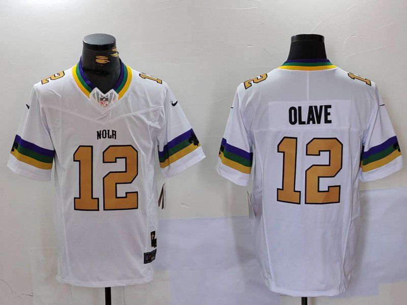 Men New Orleans Saints 12 Olave White three generations 2024 Nike Vapor Limited NFL Jersey style 1